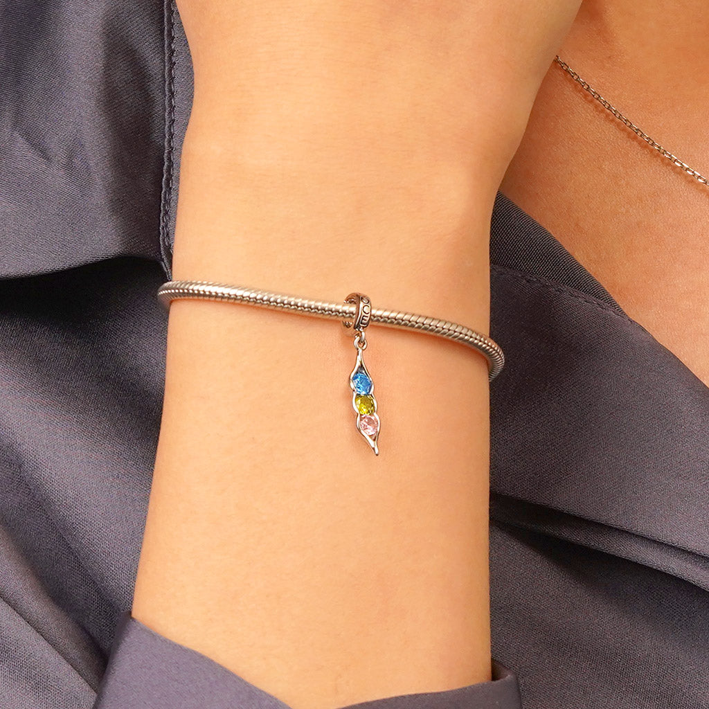 Gnoce Birthstone Pea Pod Pendant Dangle Charm_7