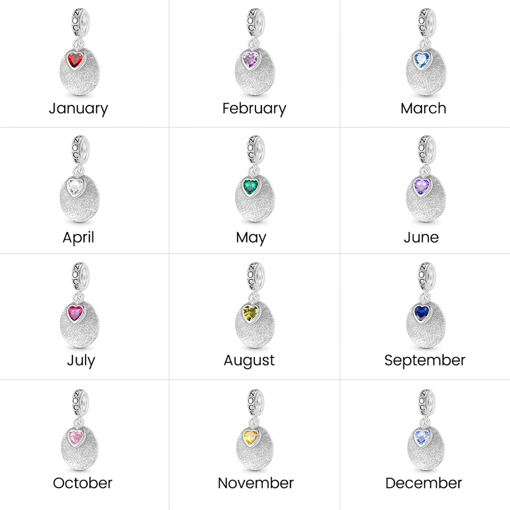 Gnoce Personalized Fingerprint Birthstone Pendant Dangle Charm_5