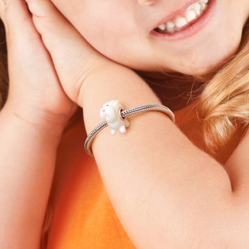 Gnoce White Rabbit Murano Glass Charm_5