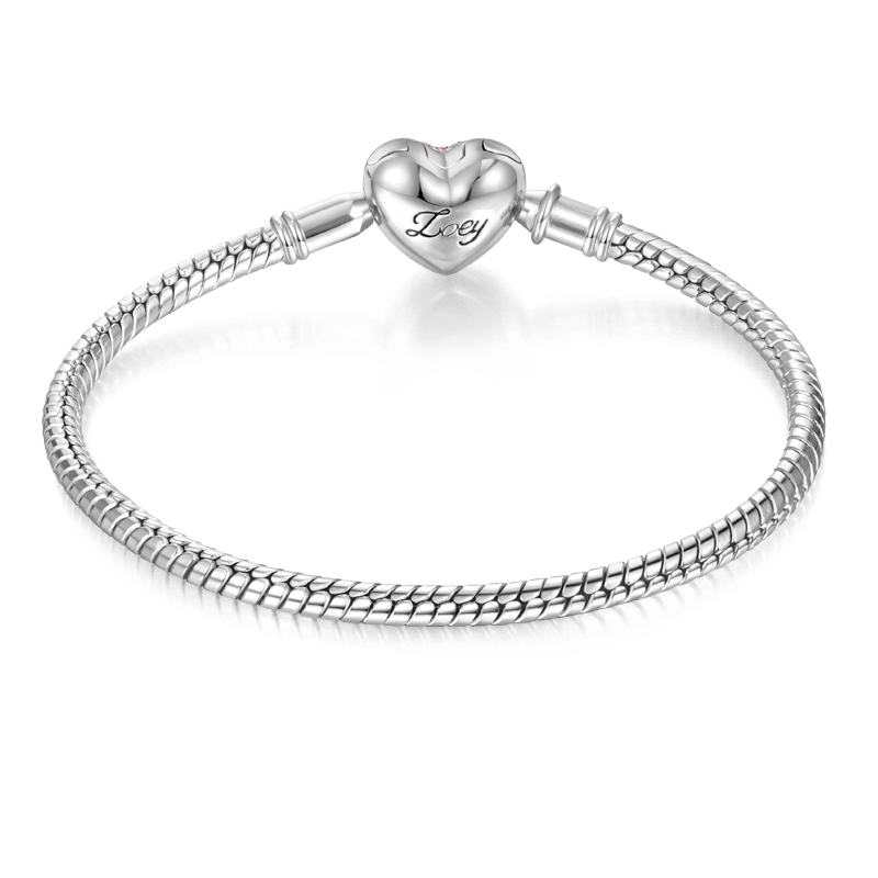 Gnoce Sparkling Heart Engravable Basic Snake Chain Bracelet_2