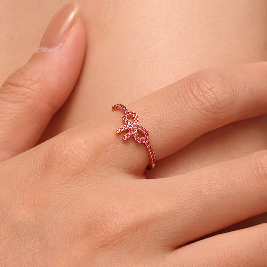 Gnoce Pink Pavé Bow Ring_5