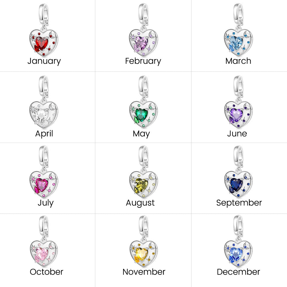Gnoce Birthstone Heart Moon Clasp Clusters Charm_7