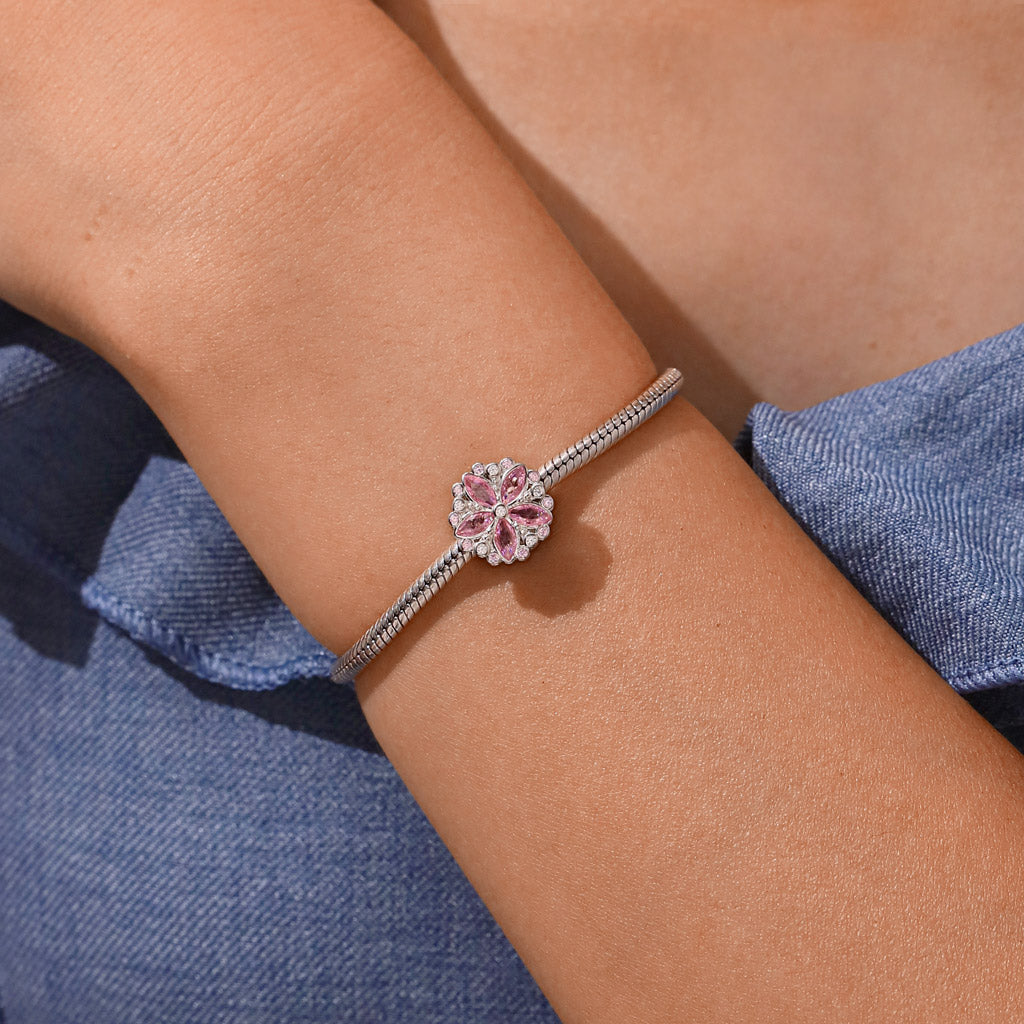 Gnoce Delicate Pink Gemstone Flower Charm_5
