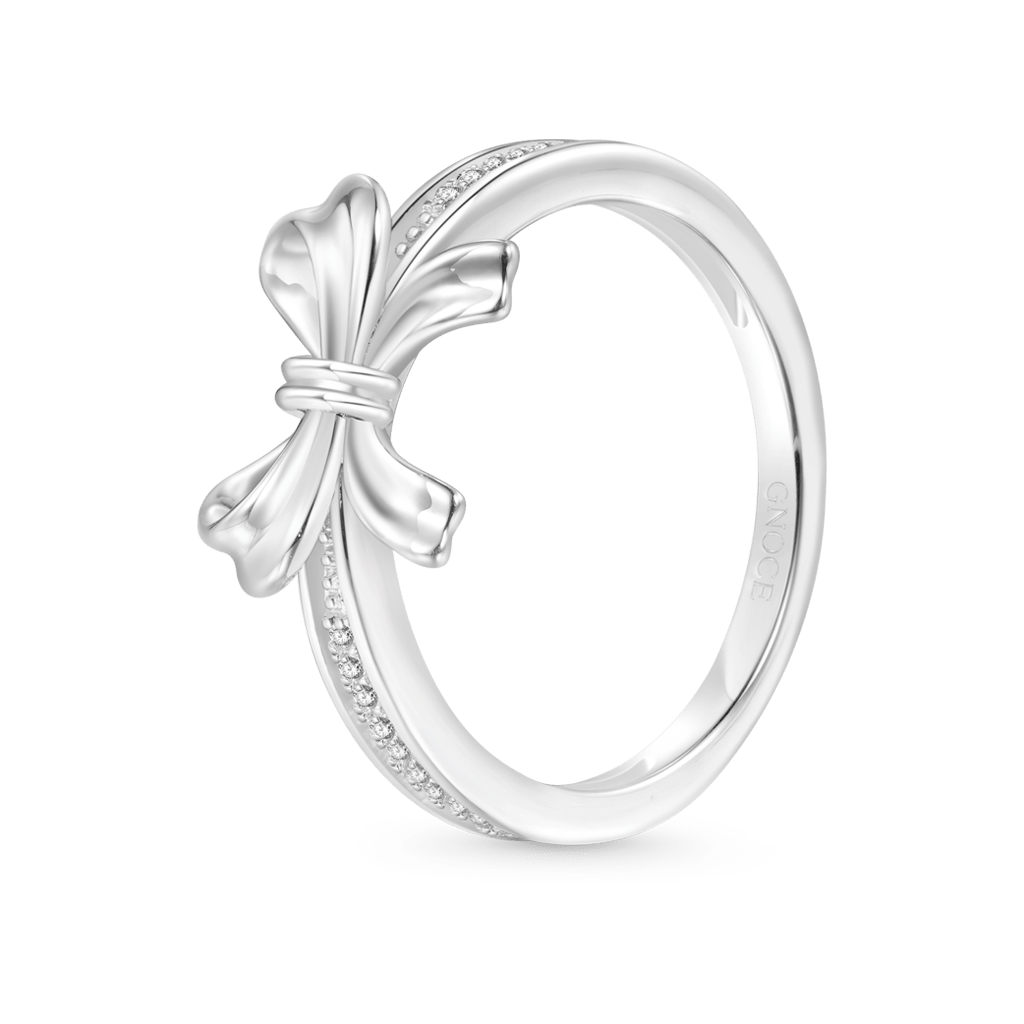 Gnoce Sterling Silver Diamond Bow Ring_2