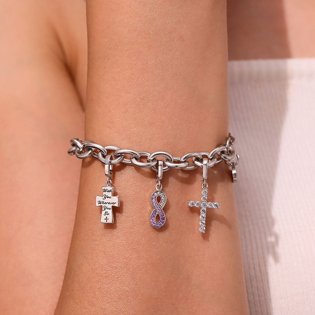 Gnoce 'With you wherever you go' Religious Cross Clasp Clusters Charm_6