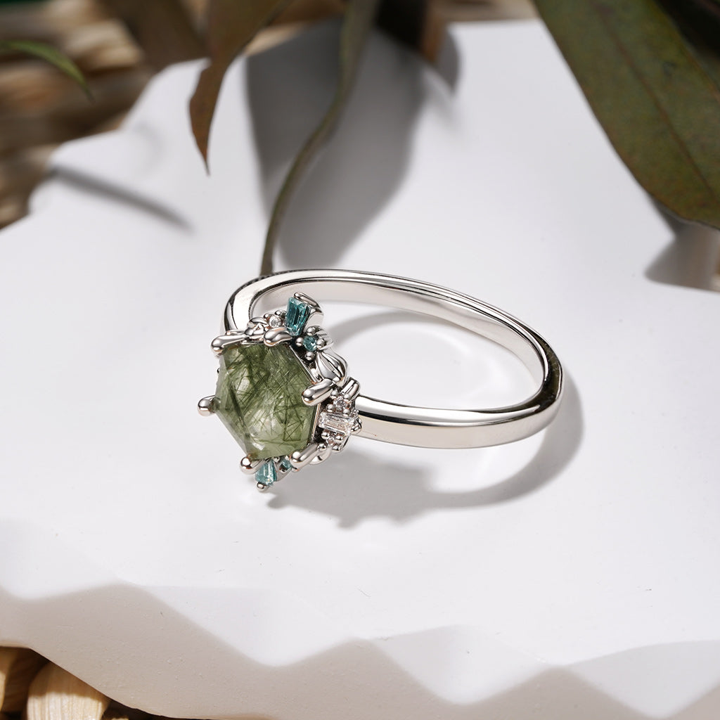 Gnoce Hexagon Green Rutilated Quartz Ring_3