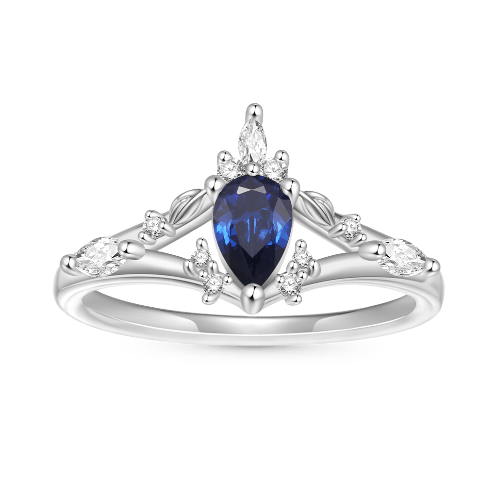 Gnoce Pear Sapphire Twist Leaf Promise Ring_1