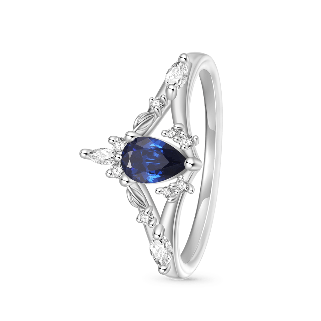 Gnoce Pear Sapphire Twist Leaf Promise Ring_2