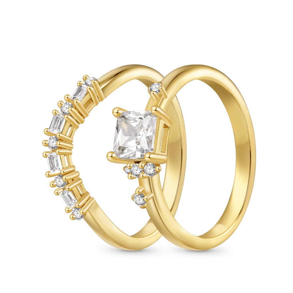 Gnoce Square White Zirconia Curve Goddess Stackable Rings_2