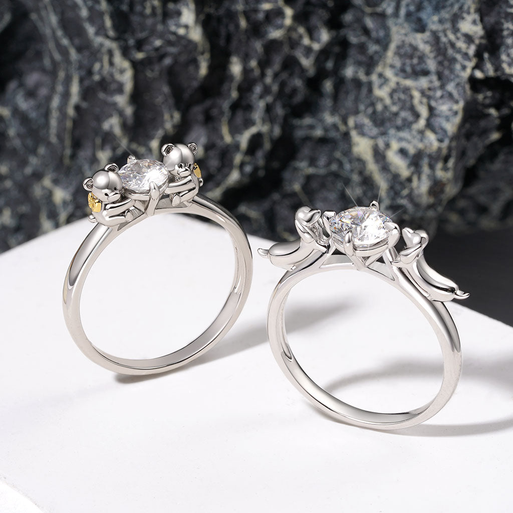 Gnoce Bear Embrace White Zircon Ring_4