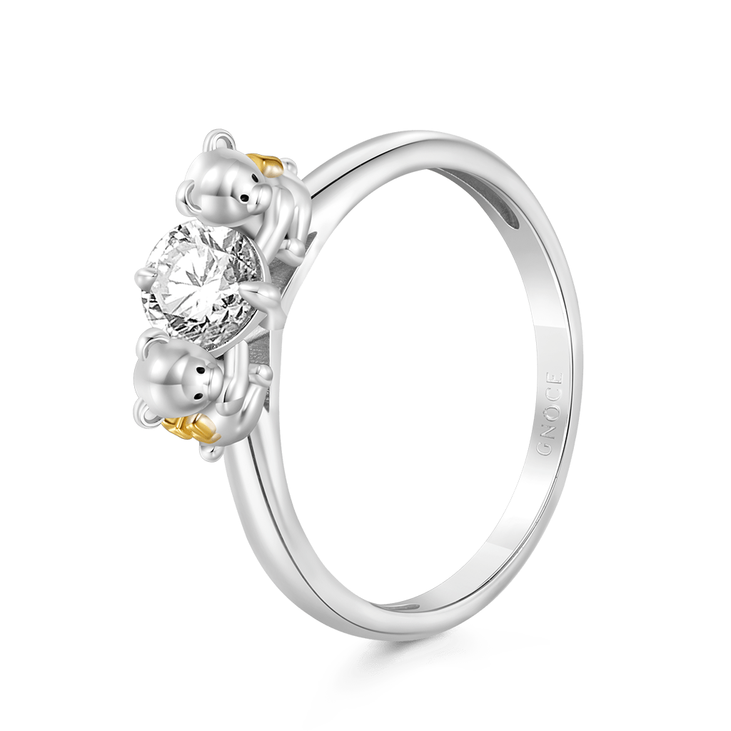 Gnoce Bear Embrace White Zircon Ring_2