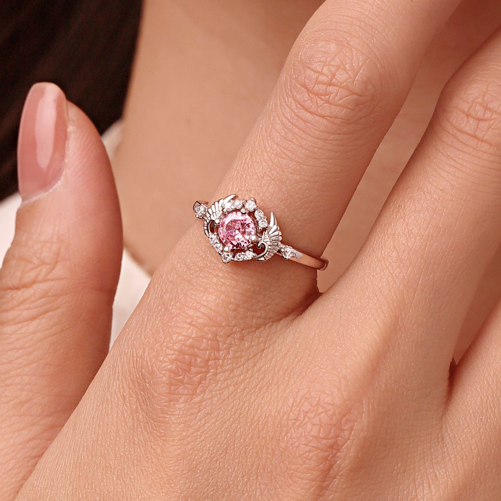 Gnoce Angel Wings Pink Diamond-cut Promise Ring_5