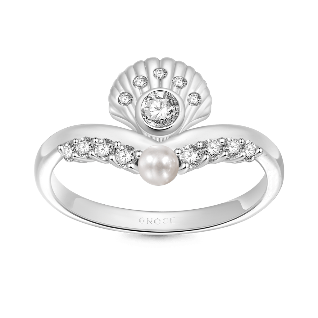 Gnoce Shell-Shaped White Zircon Ring_1