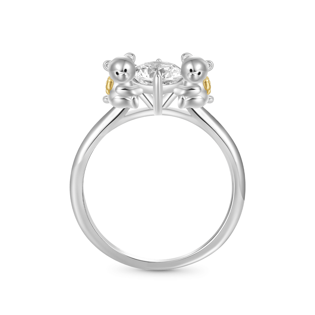 Gnoce Bear Embrace White Zircon Ring_1