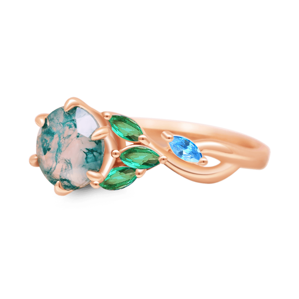 Gnoce Garden Green Moss Agate & Fire Opal Ring_1