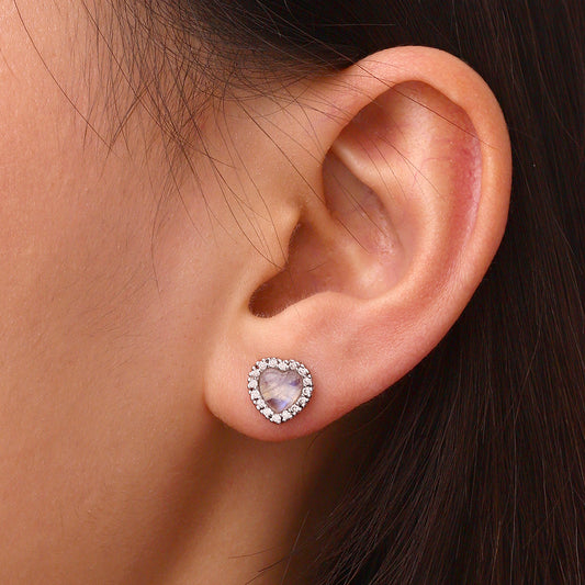 Gnoce Moonstone Heart Stud Earrings_5