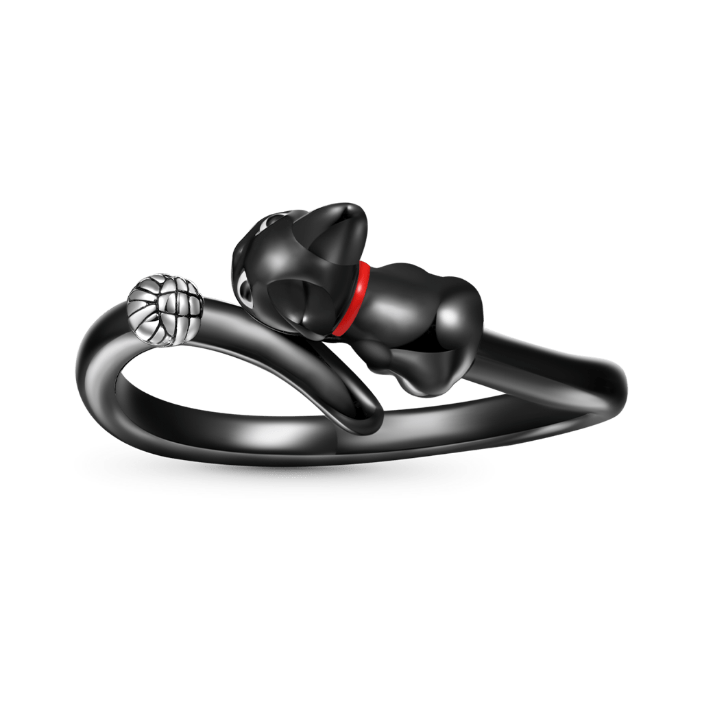 Gnoce Creative Black Cat Wool Ball Ring_1