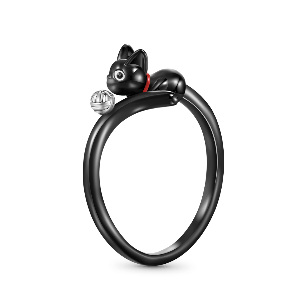 Gnoce Creative Black Cat Wool Ball Ring_2