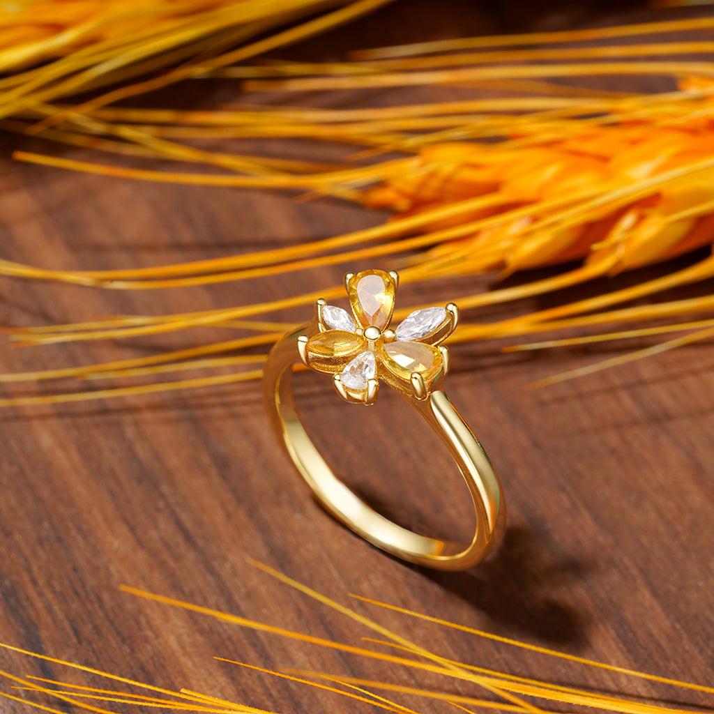 Gnoce Marquise Citrine Flower Ring_3