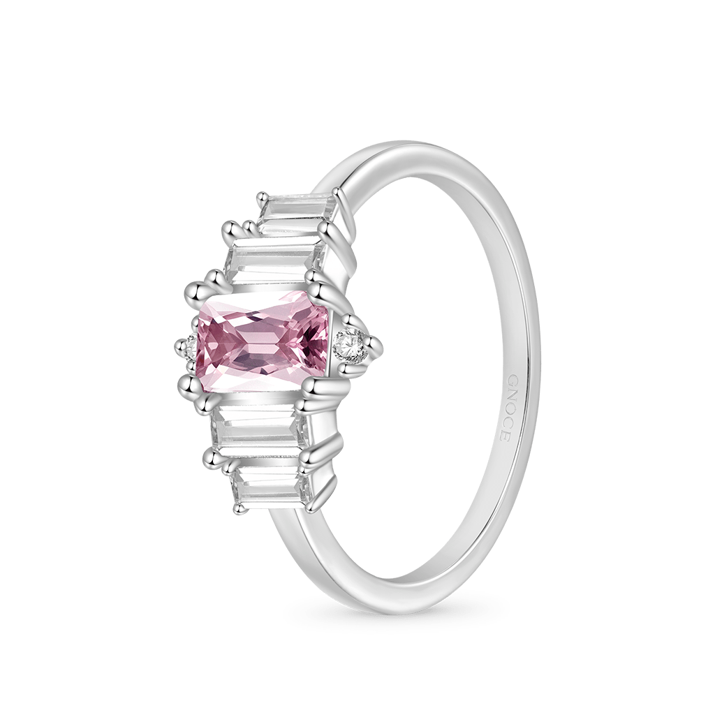 Gnoce Pink Cubic Zirconia Women's Ring_2