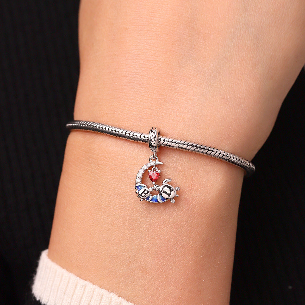 Gnoce Personalized Mother's Day Moon Turtles Pendant Dangle Charm_8