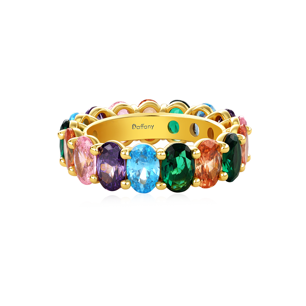 Rainbow Oval-cut Eternity Band Ring_1