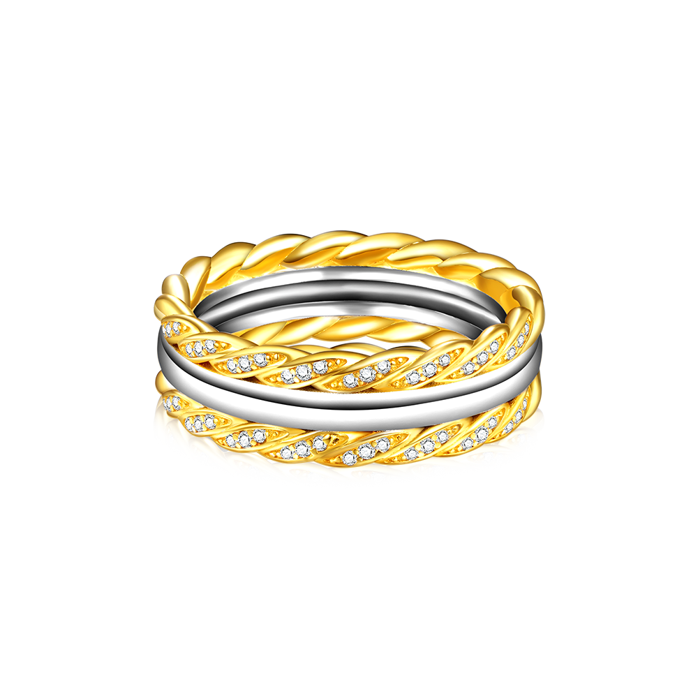Gnoce Two-tone Twisted Rope Wedding Band Ring_1