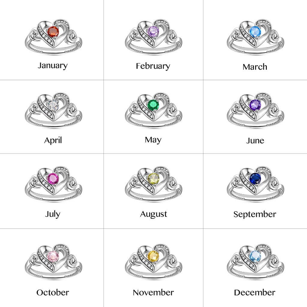 Gnoce Love Heart Round Cut Birthstone Ring_6