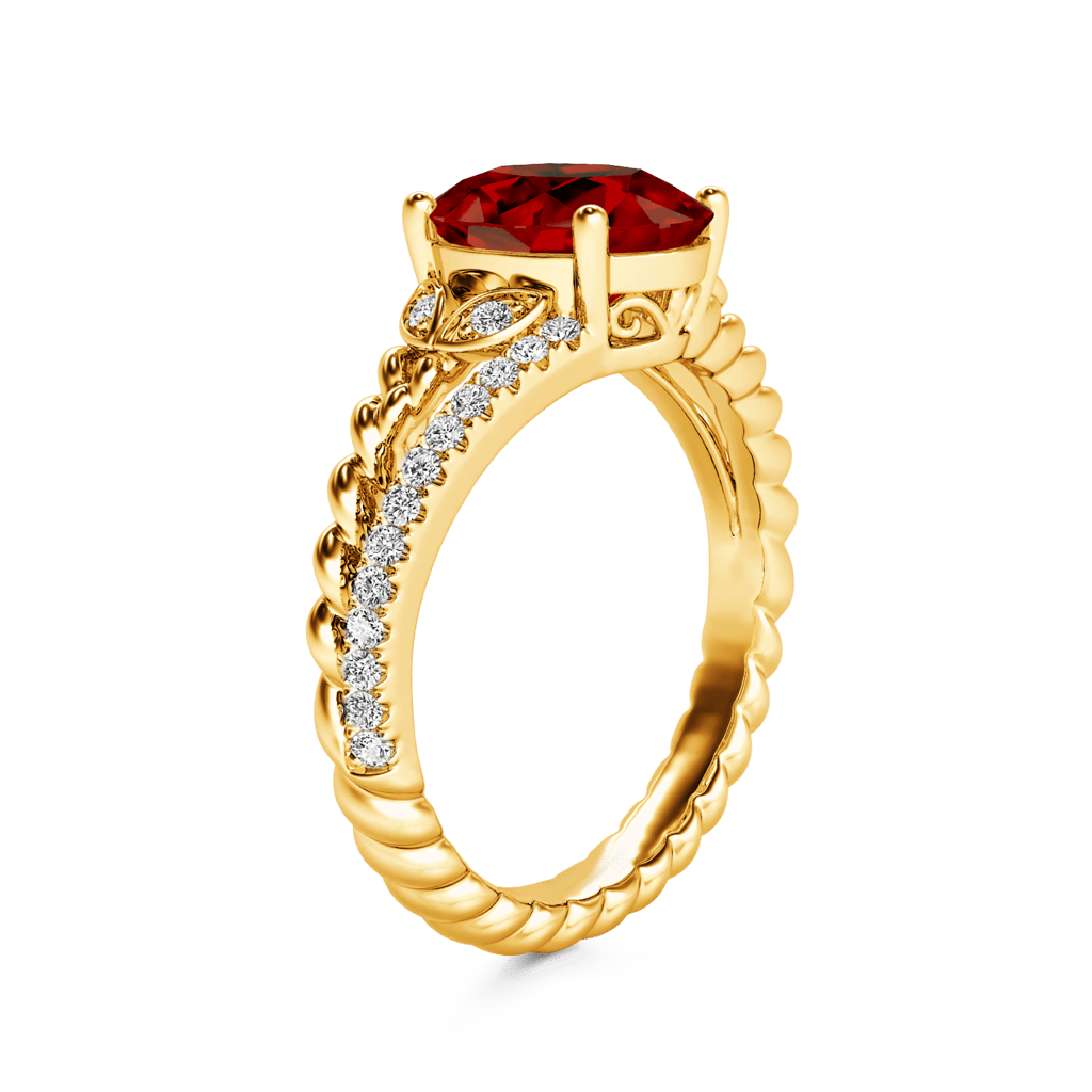 Gnoce Garnet Oval-cut Vintage Split Shank Engagement Ring Birthstone Ring_4