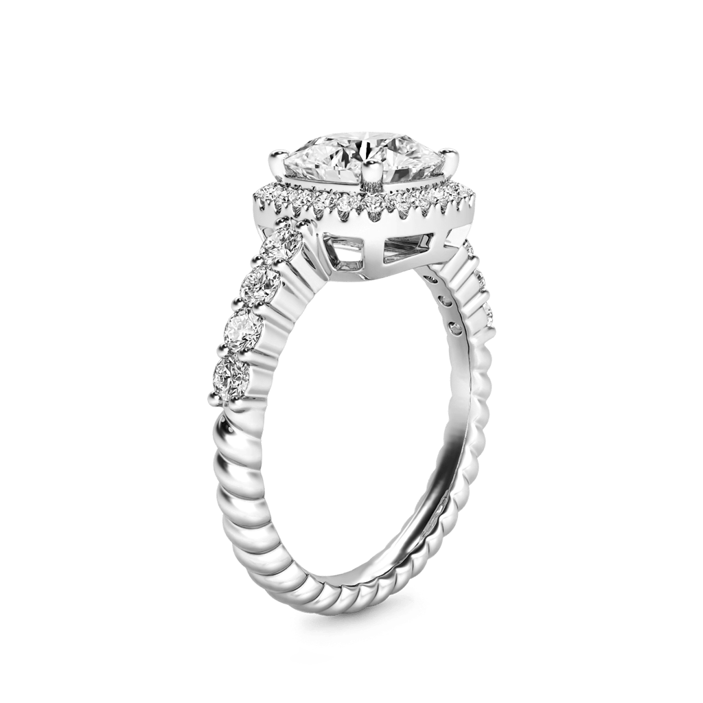 Gnoce Cushion-cut Halo Side Stone Engagement Ring_2