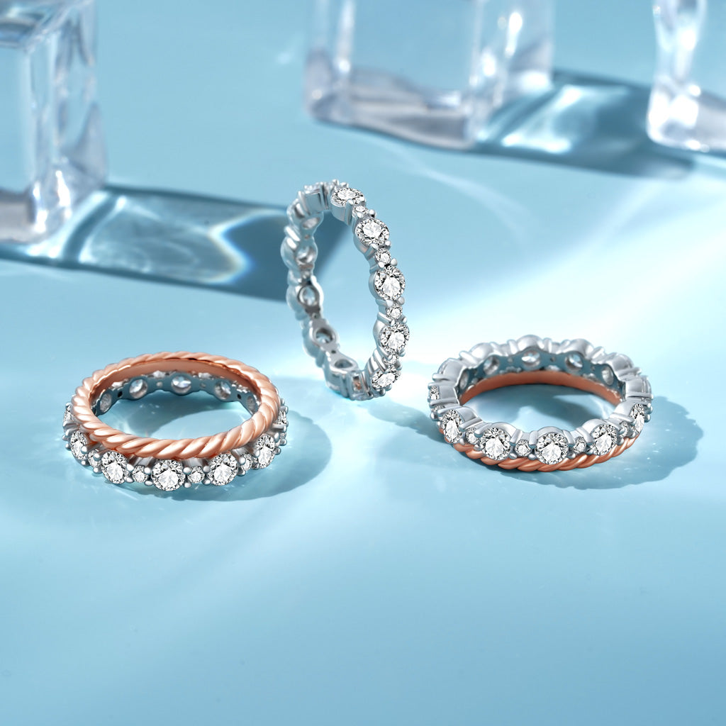 Gnoce Stackable Two-tone Paved Trio Ring Set_5