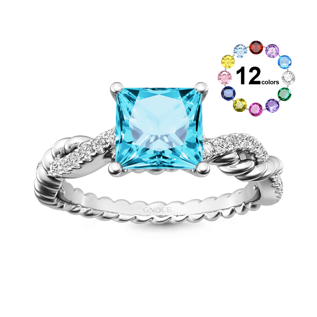 Gnoce Princess Cut Twisted Infinity Engagement Ring_1