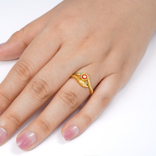Gnoce Snake Wraps Gem Twisted Rope Fashion Ring_4