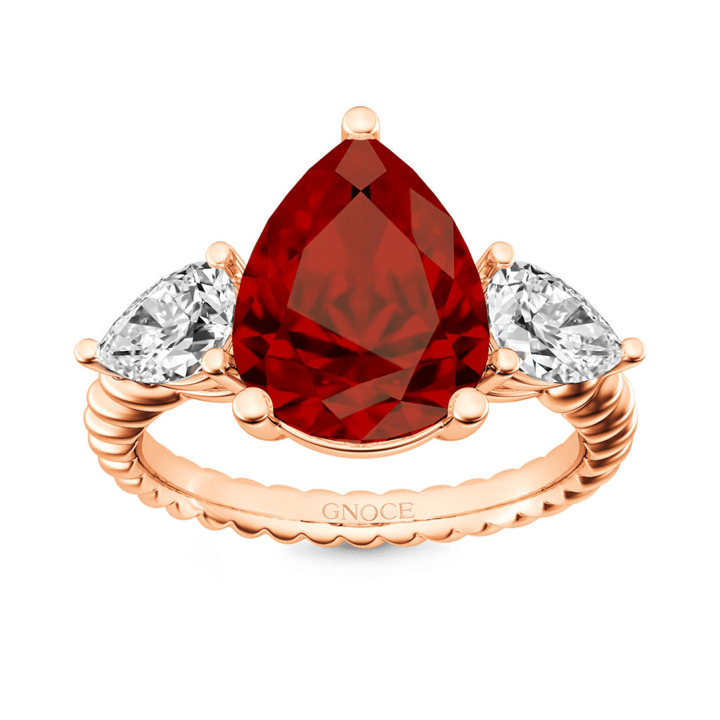 Gnoce Garnet Pear-cut Three Stone Statement Engagement Birthstone Ring_1