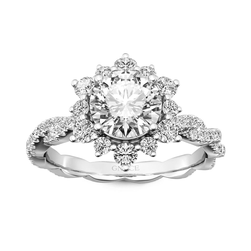 Gnoce Round Cut Cluster Twisted Engagement Ring_1