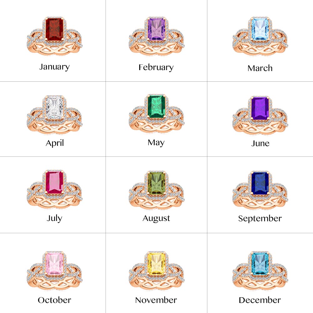 Gnoce Aquamarine Radiant-cut Halo Crossover Band Engagement Ring_5