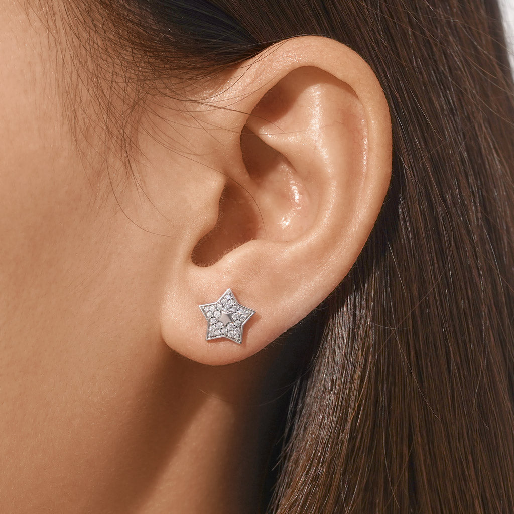 Gnoce White Topaz Pave Star Stud Earrings_4