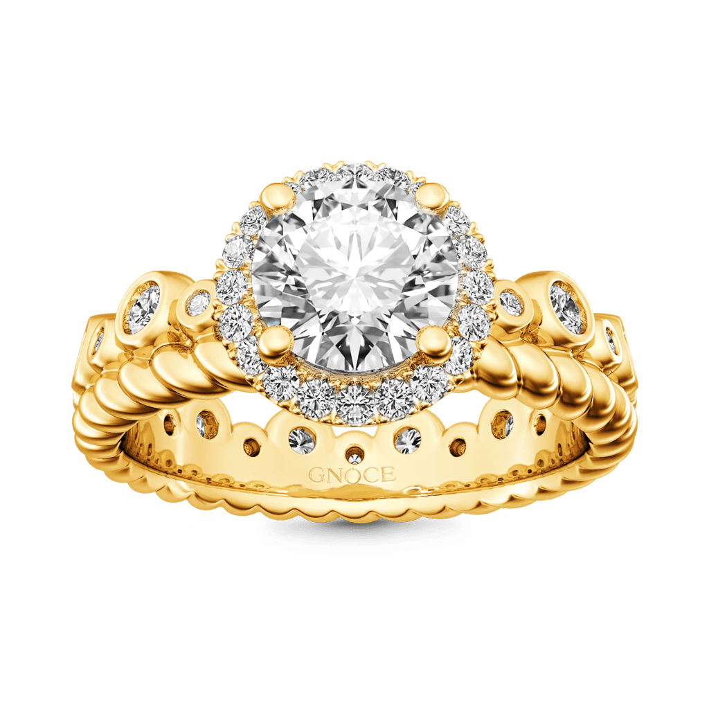 Gnoce Round Cut Halo Crown Engagement Ring_1