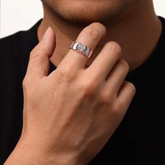 Gnoce Brilliant 1Ct Moissanite S925 Solitaire Men Engagement Ring_7