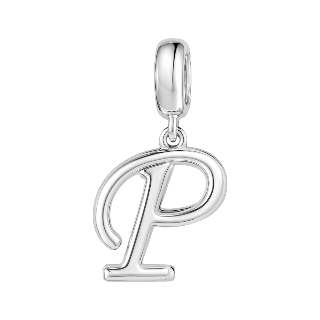 Gnoce "Power of Love" Letter P 925 Sterling Silver Dangling Charm Great for Bracelet, Choker, Necklace_1