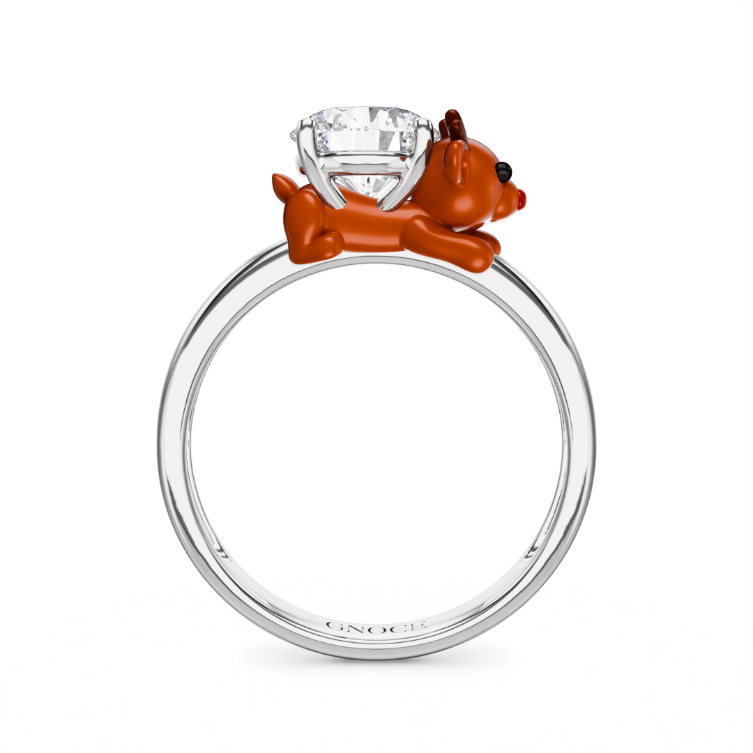 Gnoce Reindeer Embraces Moissanite Round Cut Ring_5
