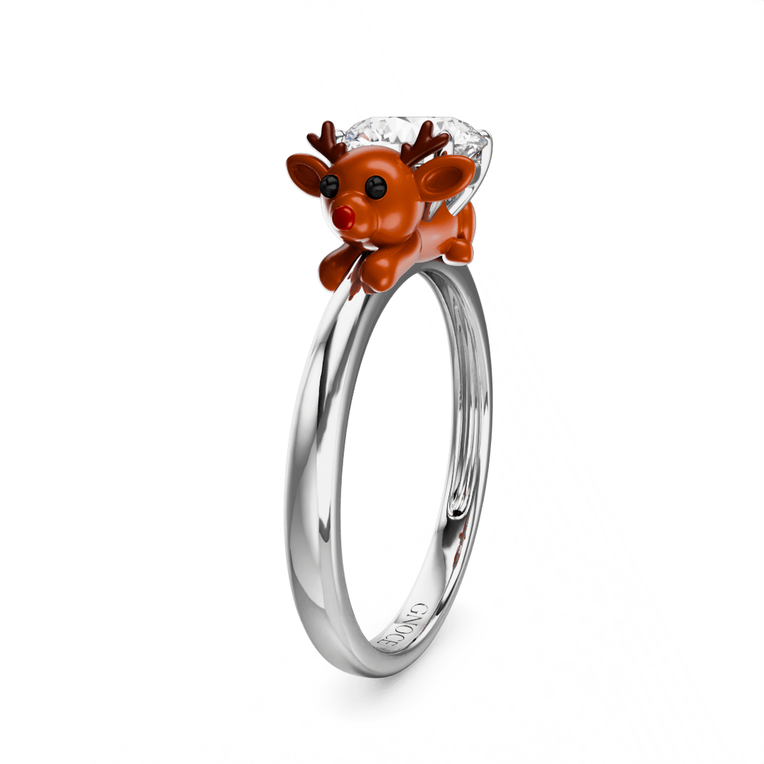 Gnoce Reindeer Embraces Moissanite Round Cut Ring_4