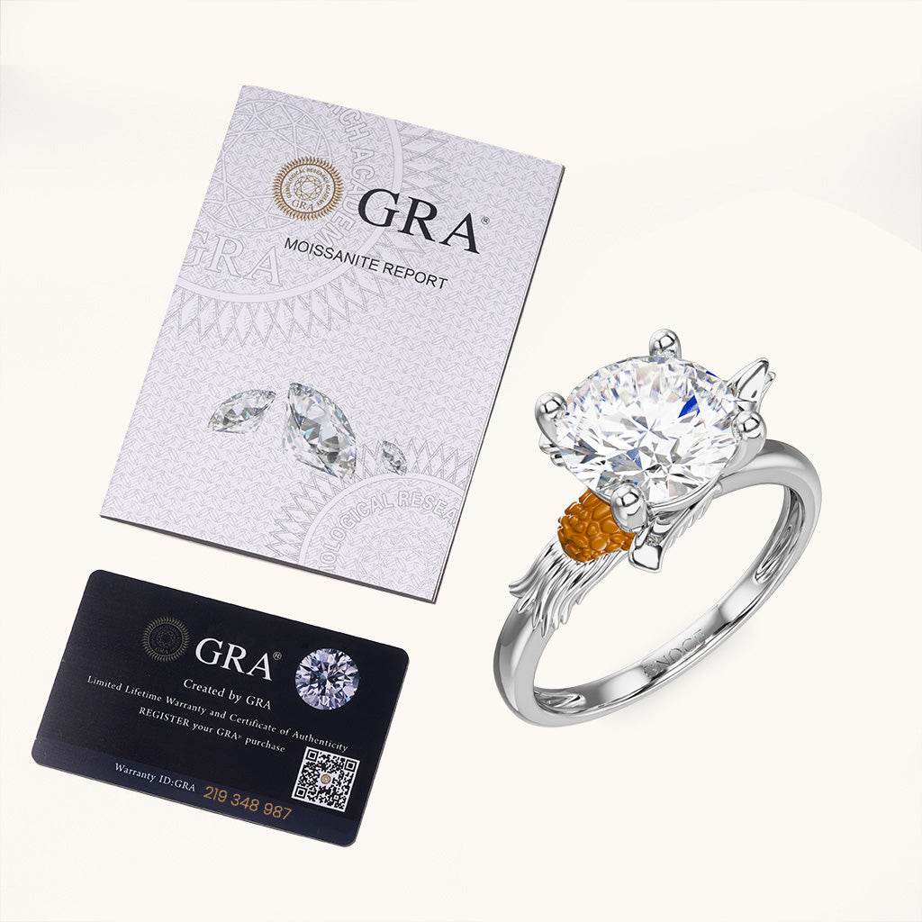 Gnoce Hummingbird Embraces Moissanite Round Cut Ring_6