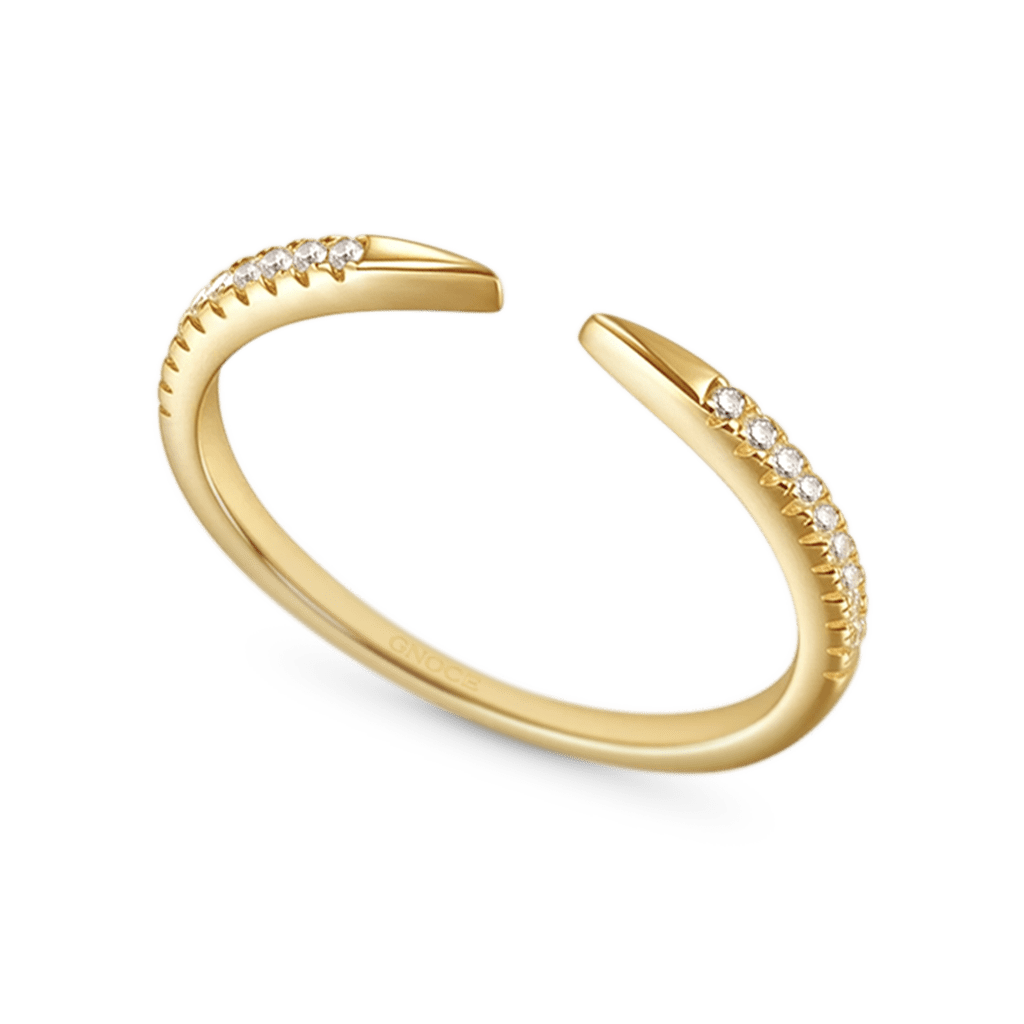 Gnoce 14K/10K Solid Gold Moissanite Open Cuff Claw Ring_4