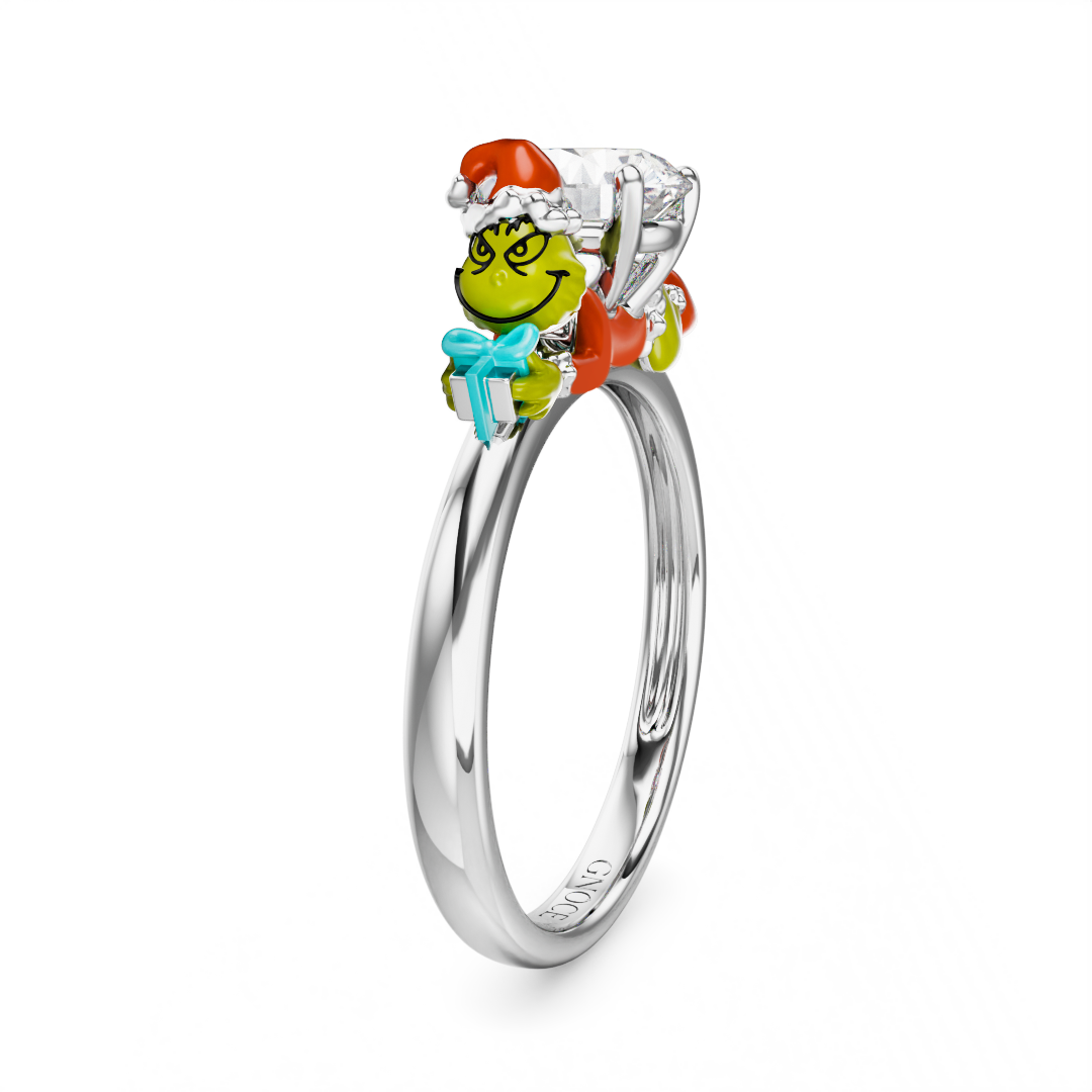 Gnoce Grinch Hug Gift White Moissanite Ring_4