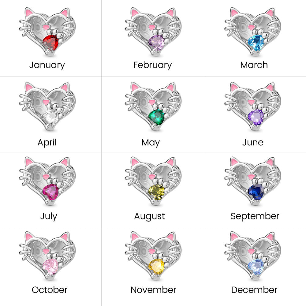 Gnoce Engravable Pet Cat Birthstone Charm_6