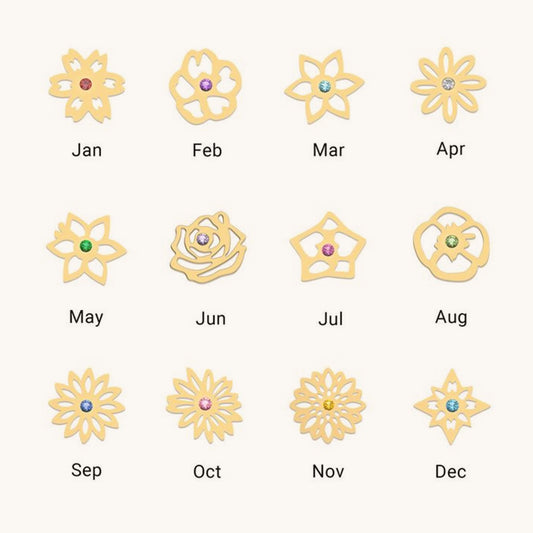 Gnoce Customized Letter Birthday Flower Necklace_5