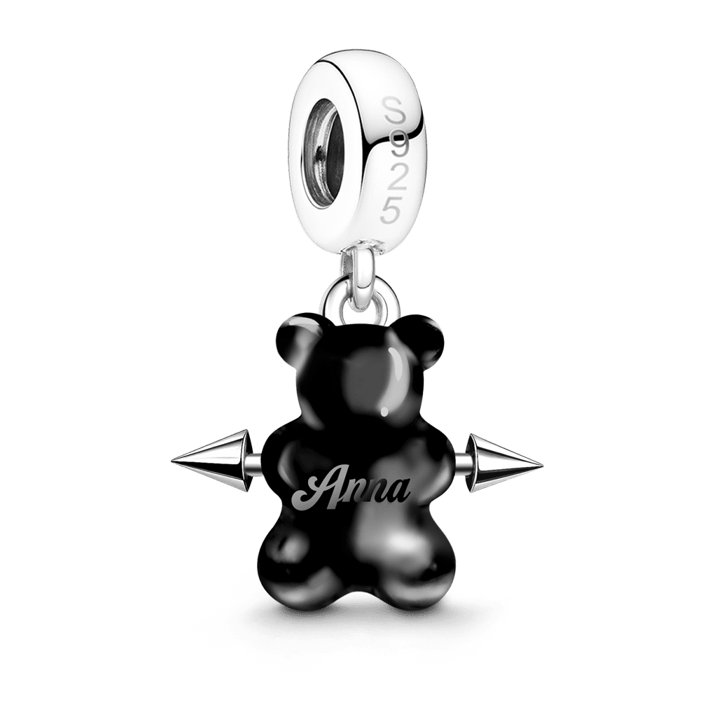 Gnoce Punk Bear Stud Engravable Pendant Dangle Charm_5