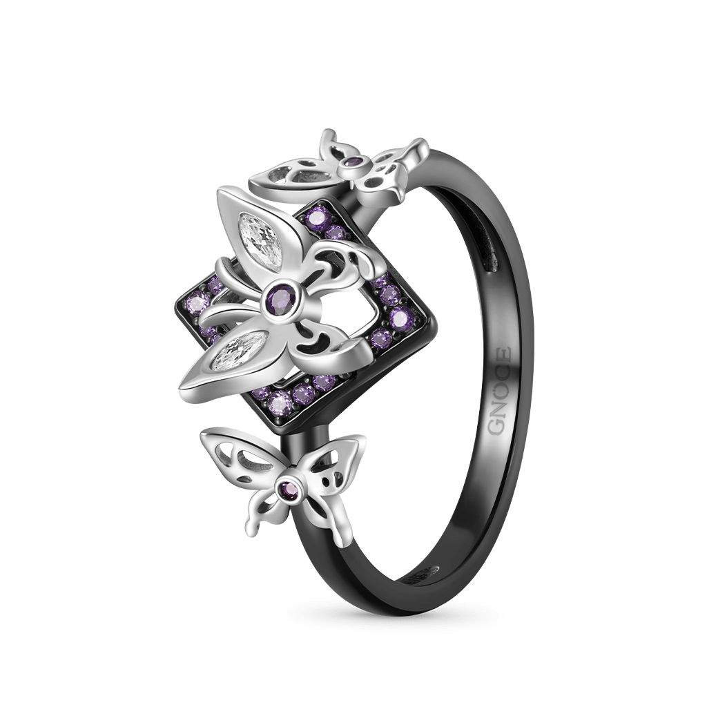Gnoce Dark Triple Butterfly Rhombus Ring_4