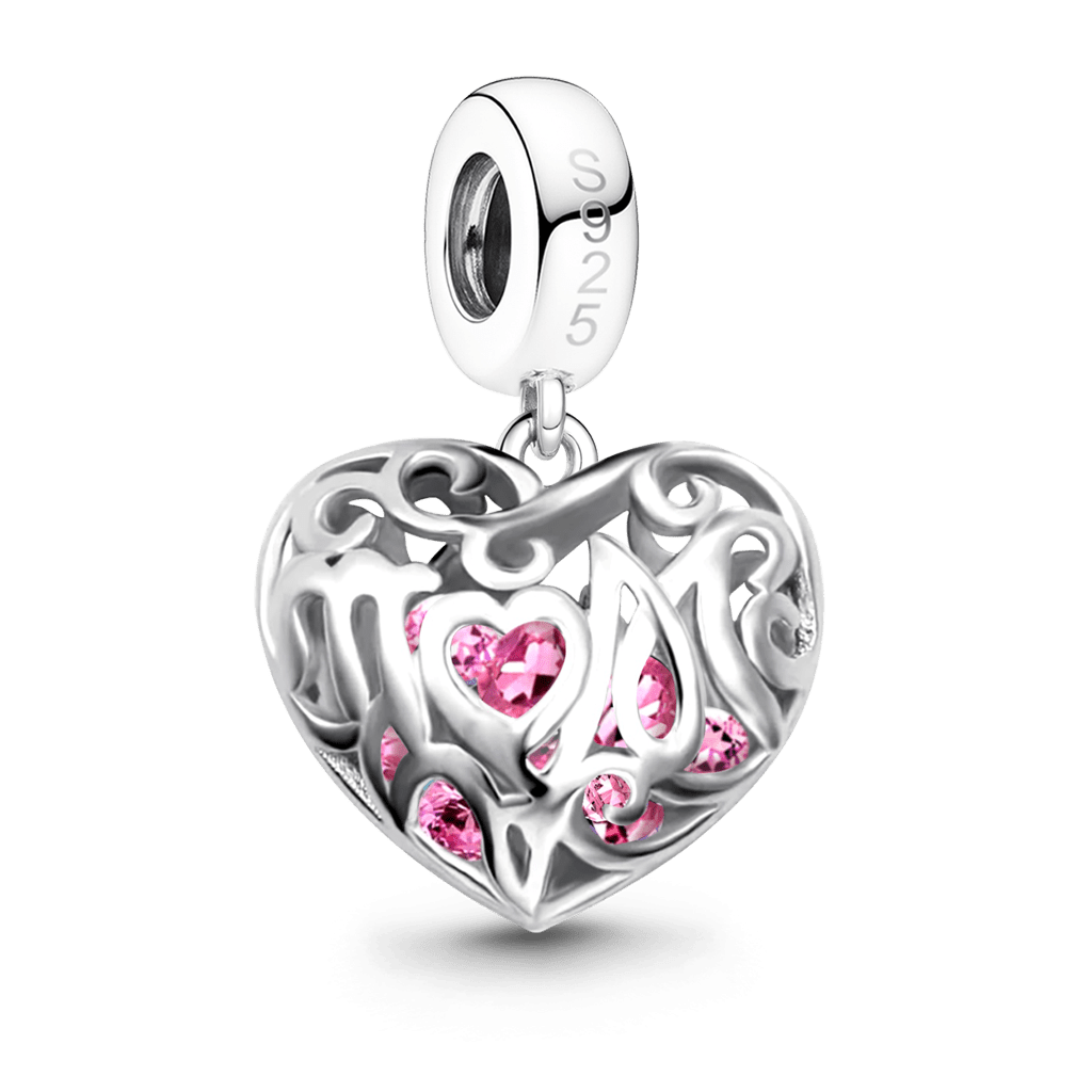 Gnoce Love Mom Heart Hollow-out Birthstone Pendant Dangle Charm_6